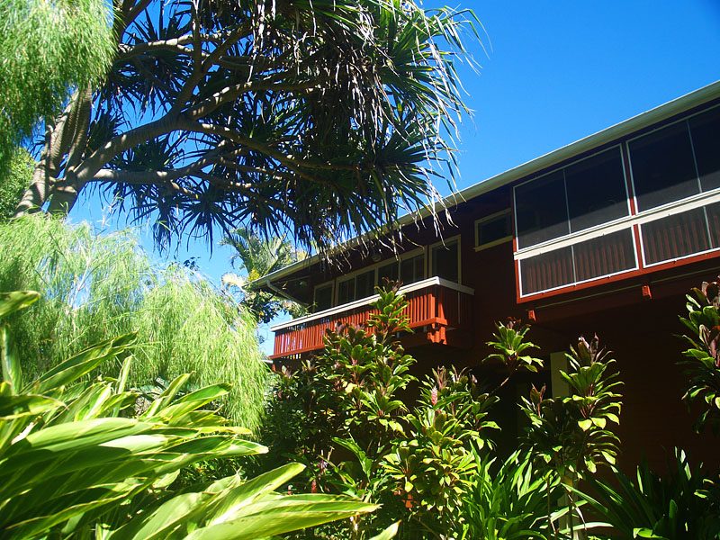 Looking up to the River House from the riverbank. The hot tub is on the screened lanai.